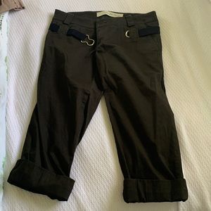 Nice Dark brown Capris with blue belt